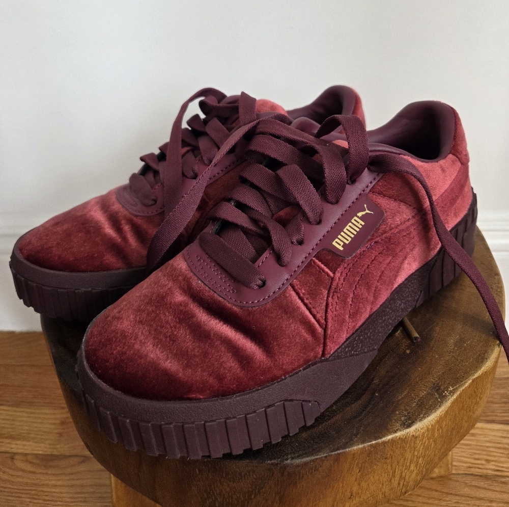 Puma Cali Velour Burgundy Sneakers 6.5